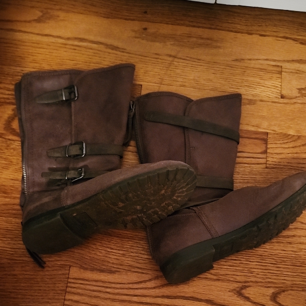 Girls Brown Buckle Boots